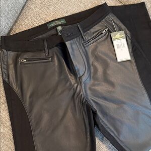 Ladies Ralph Lauren Black Leather Chap-like Jeans Sz. 10